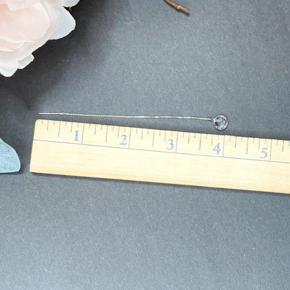 Silver Tassels Long Drop Crystal Vintage Earrings - Picture 6 of 8